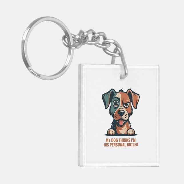 Llavero Funny Dog Butler Quote Illustration (Frente Izquierda)