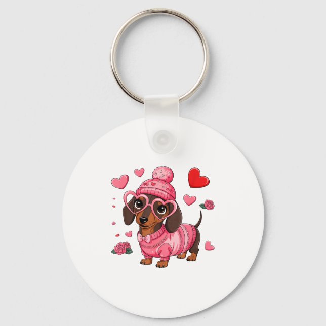 Llavero Funny Dog Dachshund Valentines Heart Dog Lover Men (Anverso)