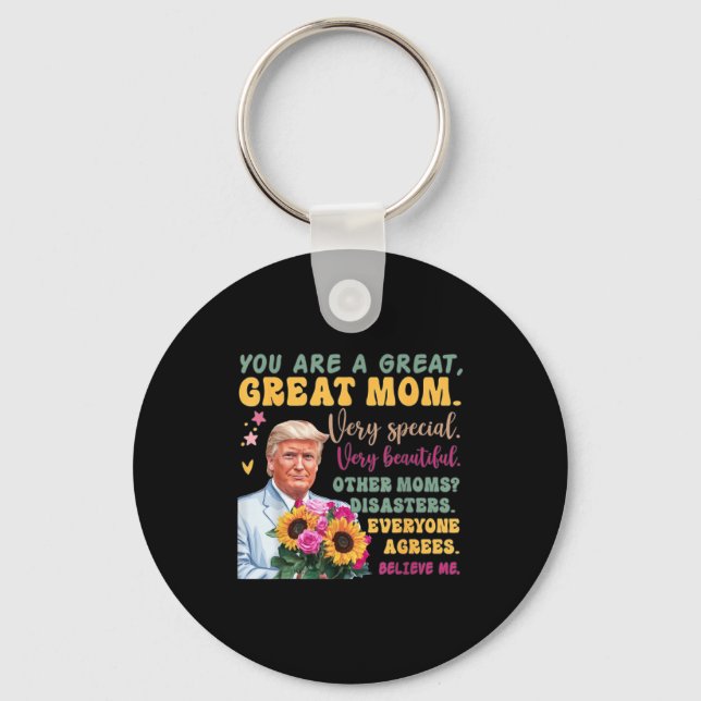 Llavero Funny Donald Trump Mothers Day Hold Flower Funny Q (Anverso)