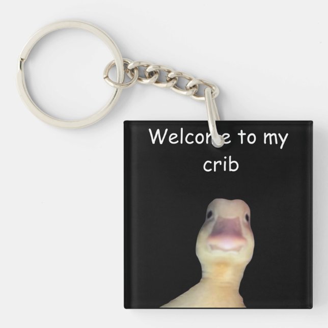 Llavero Funny Duck Meme – “Welcome to My Crib” Cute Animal (Frente)