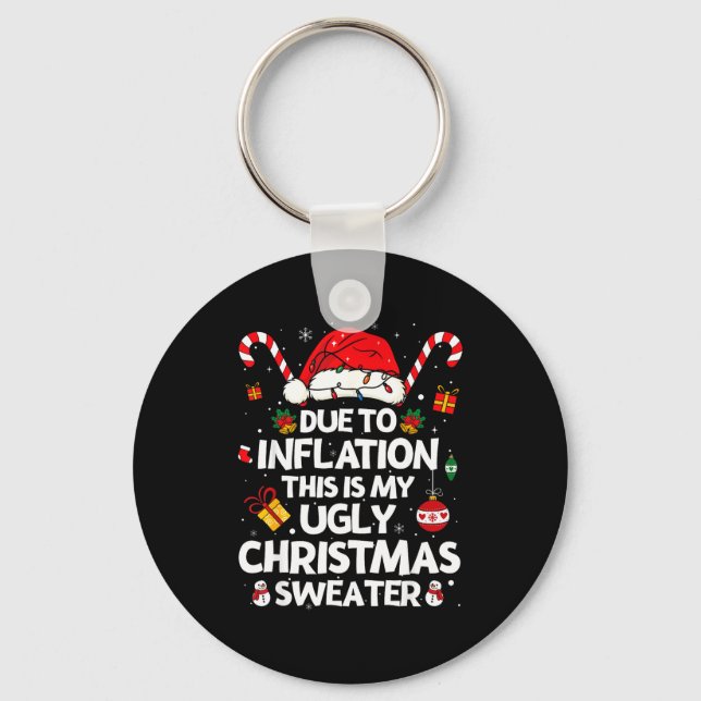 Llavero Funny Due To Inflation Ugly Christmas Sweaters For (Anverso)