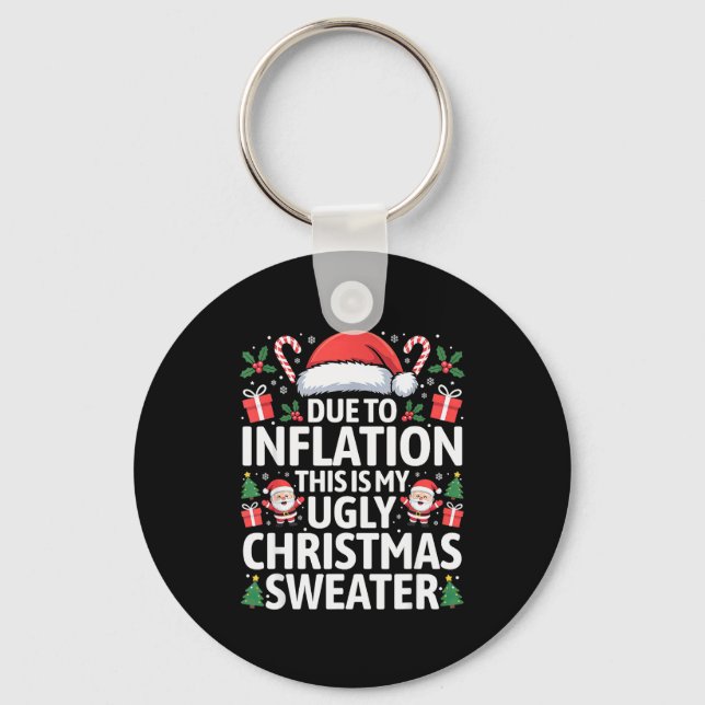 Llavero Funny Due To Inflation Ugly Christmas Sweaters Men (Anverso)