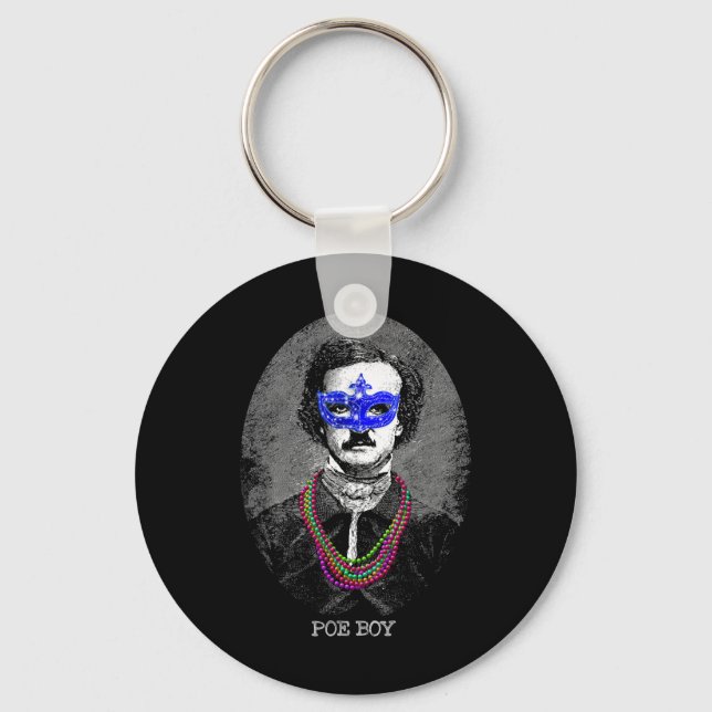 Llavero Funny Edgar Allan Poe Mardi Gras Mashup (Anverso)