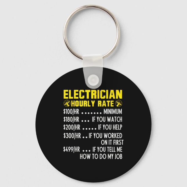 Llavero Funny Electrician Hourly Rate Pricing Chart  (Anverso)
