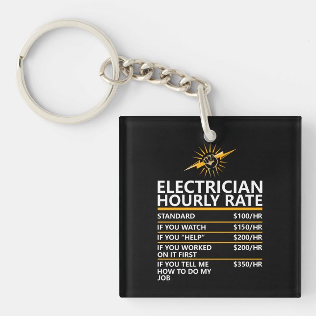 Llavero Funny Electrician Hourly Rate Table Humor Gift (Frente)