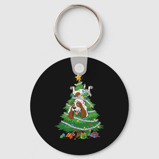 Llavero Funny English Springer Spaniel Dog Christmas Tree  (Anverso)