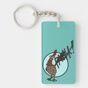 LLAVERO FUNNY EXCITED CHICKEN RECTANGLE KEY CHAIN