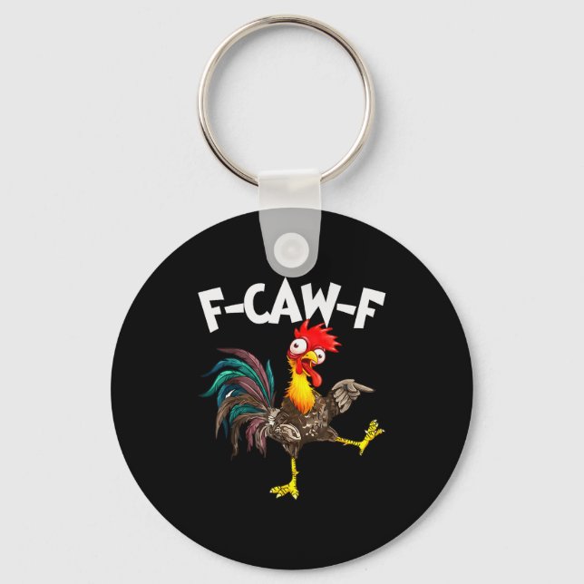 Llavero Funny F-awk-f Chicken F-caw-f Rooster Pun Retro  (Anverso)
