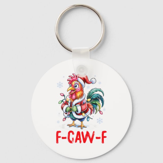 Llavero Funny F-caw-f Chicken Humor Santa Rooster Christma (Anverso)