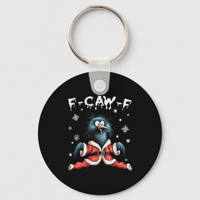 Llavero Funny F-caw-f Christmas Crow Santa Xmas Light Blac (Anverso)