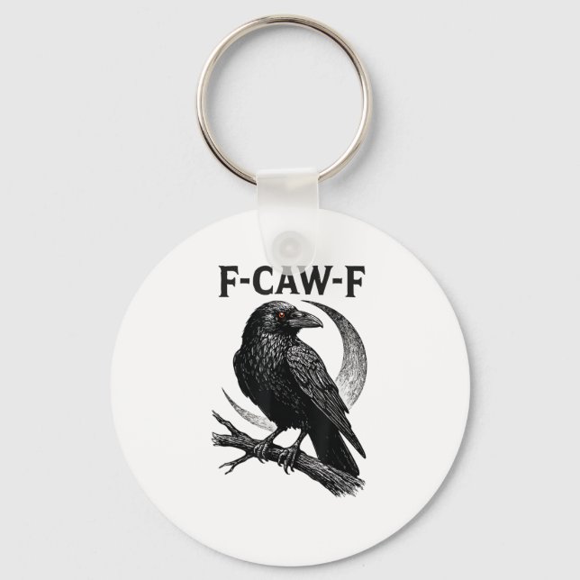 Llavero Funny F-Caw-F Crow Retro Graphic (Anverso)