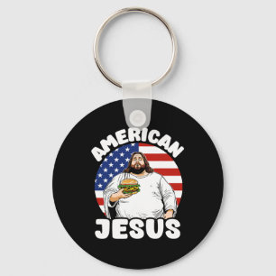 Llavero Funny Fat American Jesus Hamburger Sarcástico 4O