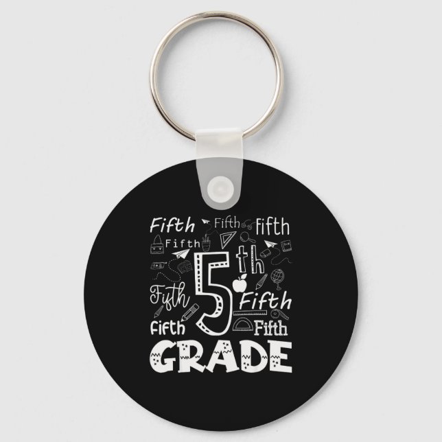 Llavero Funny Fifth Grade Doodle Tygraphy Birthday Design  (Anverso)