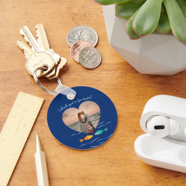 Llavero Funny Fish Pun Custom Photo Valentine's Day (Escritorio )