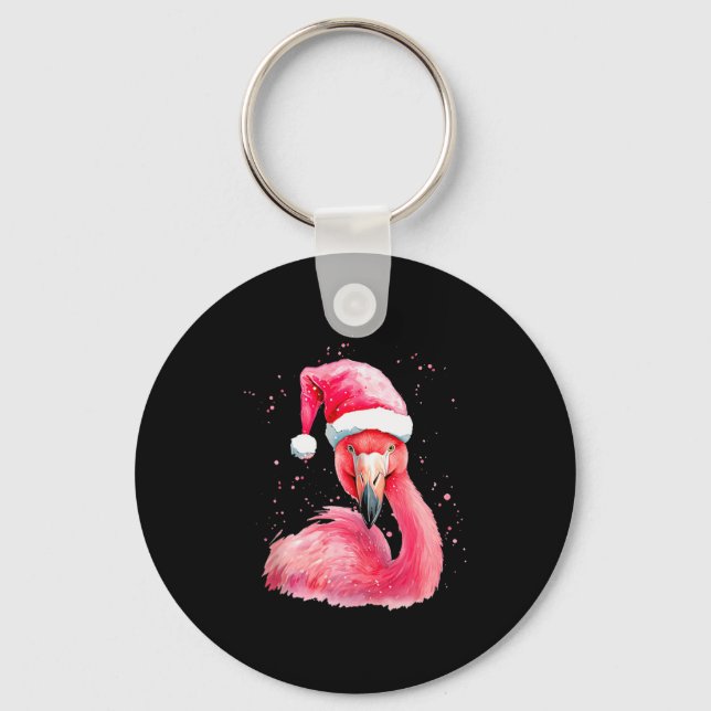 Llavero Funny Flamingo Watercolor Christmas Secret Santa H (Anverso)