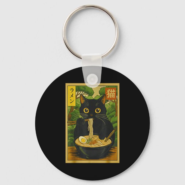 Llavero Funny Forest Ramen Cat Japanese Noodle Kitten  (Anverso)