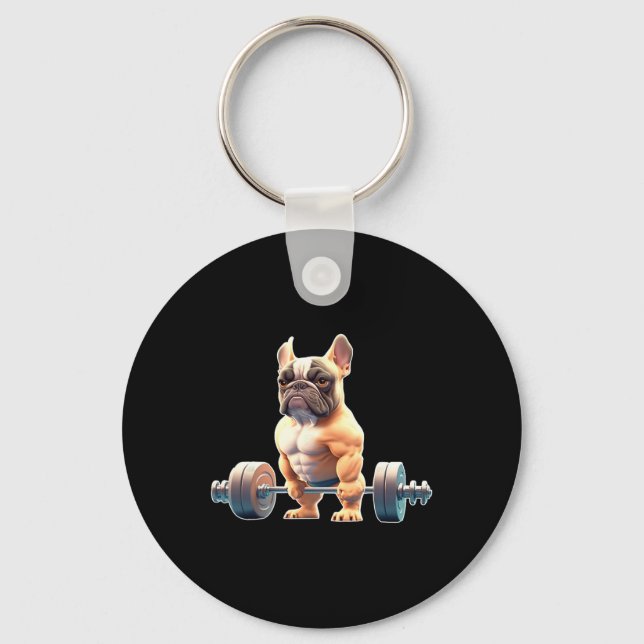 Llavero Funny French Bulldog Bodybuilding Gym Frenchie Wei (Anverso)
