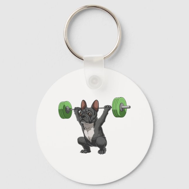 Llavero Funny French Bulldog Weightlifting And Bodybuildin (Anverso)