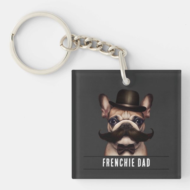 Llavero Funny Frenchie Dad Nombre personalizado Doble cara (Frente)