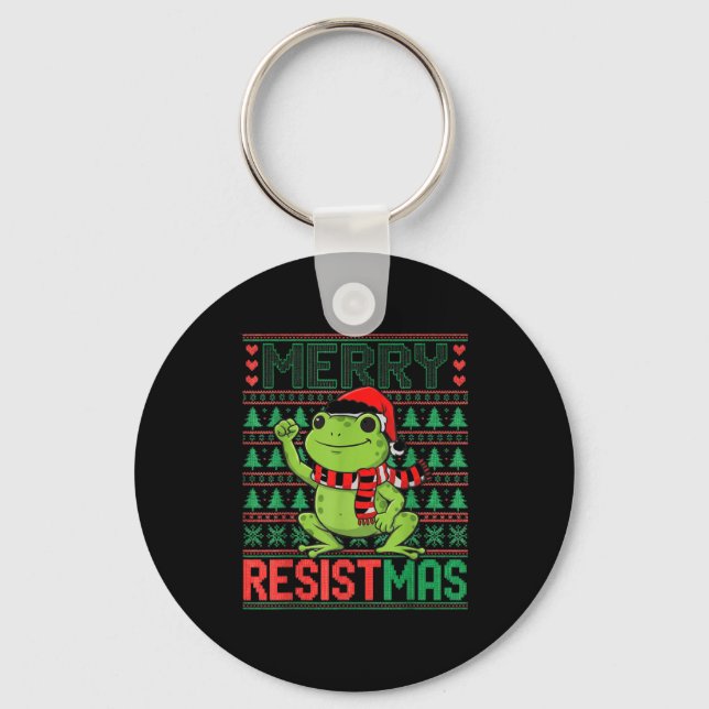 Llavero Funny Frog Retro Merry Resistmas Litical Ugly Chri (Anverso)
