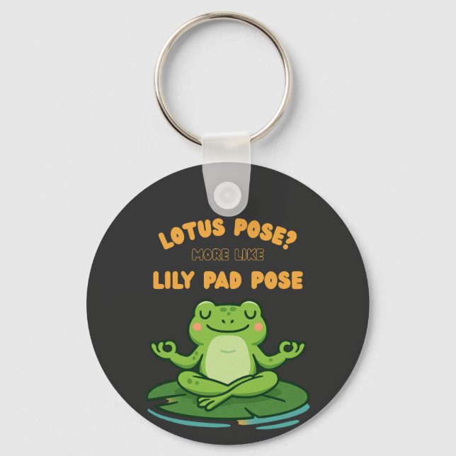 Llavero Funny Frog Yoga Personalizado Lotus Lily Pad Pose  (Anverso)