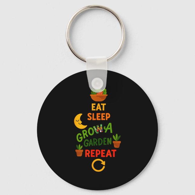 Llavero Funny Game Eat Sleep Grow A Garden Repeat Gamer De (Anverso)