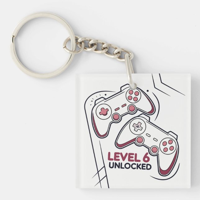Llavero Funny Gamer 6th birthday Gift, Level 6th Unlocked (Frente)