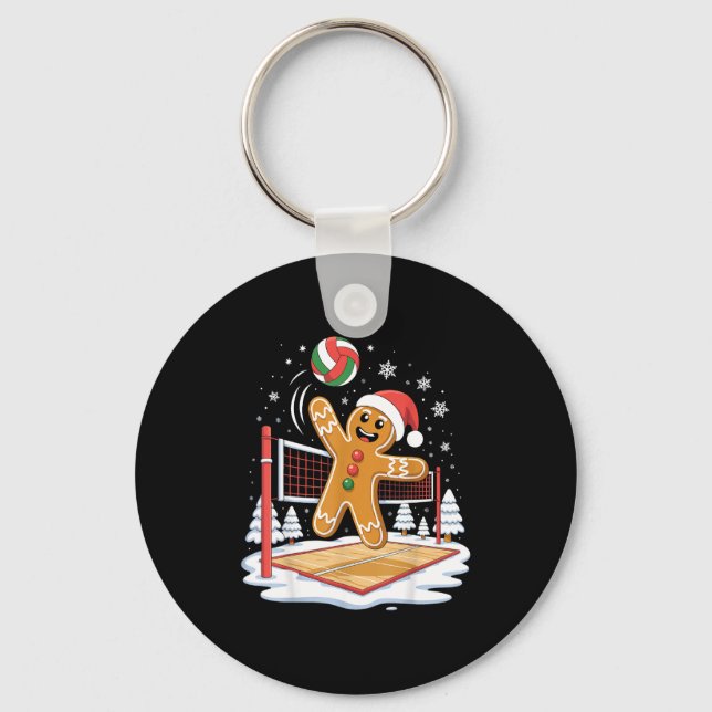 Llavero Funny Gingerbread Volleyball Player Christmas  (Anverso)