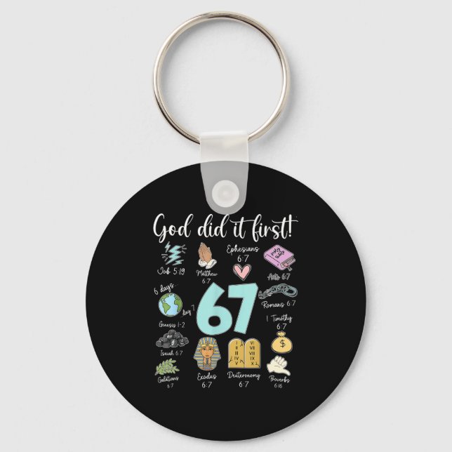Llavero Funny God Did It First 67 Meme Jesus Christian Bib (Anverso)
