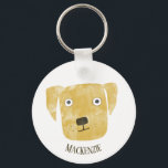 Llavero Funny Golden Labrador Recuperever Dog Nombre perso<br><div class="desc">Una linda pintura de acuarela de perro de Golden Labrador Retriever para hacerte sonreír. Personalizar cambiando o eliminando el nombre.</div>