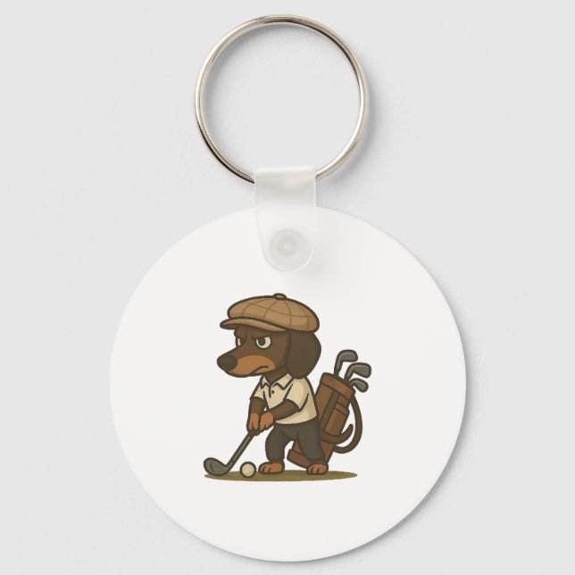 Llavero Funny Golfer Gift � Dachshund on the Tee (Anverso)