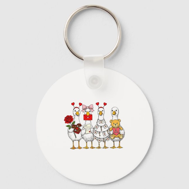 Llavero Funny Goose Happy Valentine Goose Cute Heart Lover (Anverso)