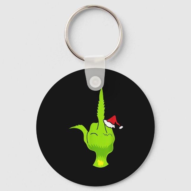Llavero Funny Green Hand Middle Finger Xmas Santa  (Anverso)