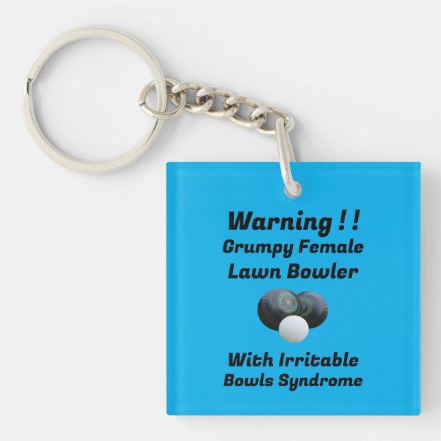 Llavero Funny Grumpy Césped Femenino Bowler, Keyring (Frente)