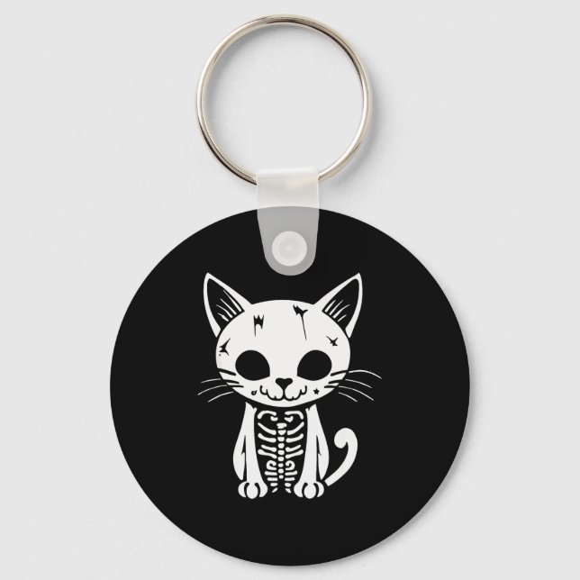 Llavero Funny Halloween Skeleton Cat Kitty Costume Skull C (Anverso)