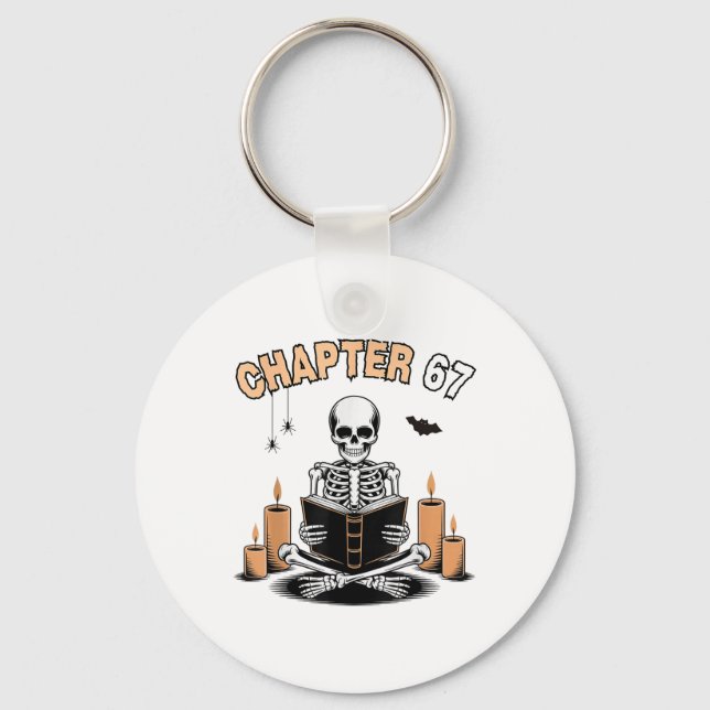 Llavero Funny Halloween Skeleton Reading Book 67 Memes _2  (Anverso)