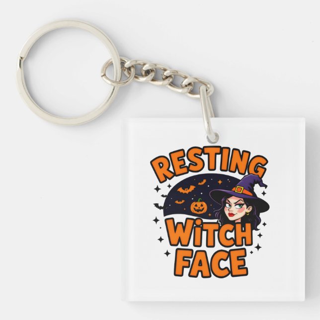 Llavero Funny Halloween Witch Design – "Resting Witch Face (Frente)