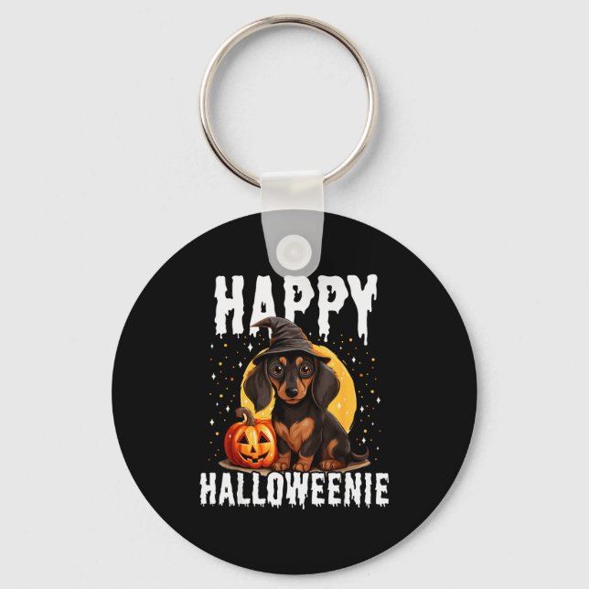 Llavero Funny Happy Halloweenie Halloween 2024 Weiner Dog  (Anverso)