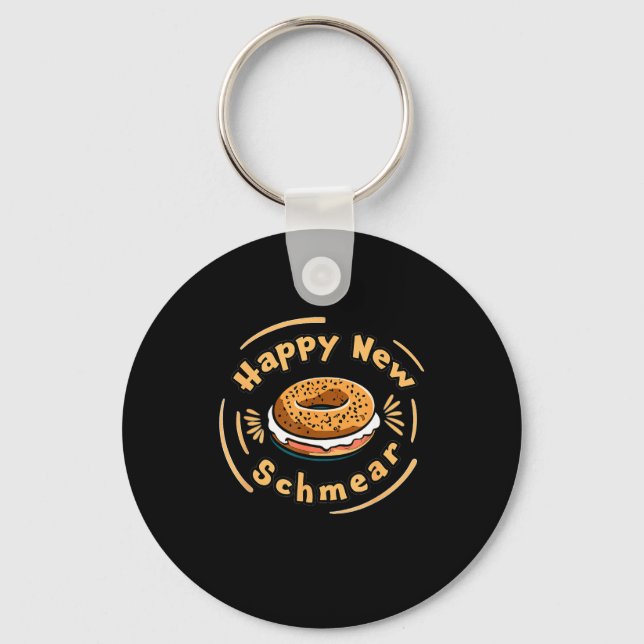 Llavero Funny Happy New Year Bagel &amp; Schmear Jewish Br (Anverso)