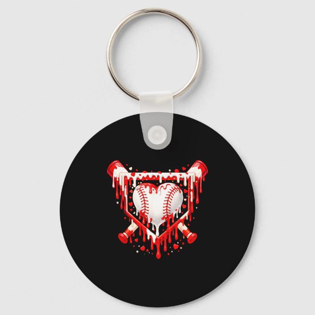 Llavero Funny Heart Baseball Drip Ice Cream Valentines Day (Anverso)