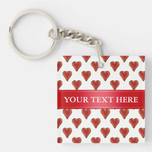 Llavero Funny Heart Pattern oro rojo + tu trasero. y texto