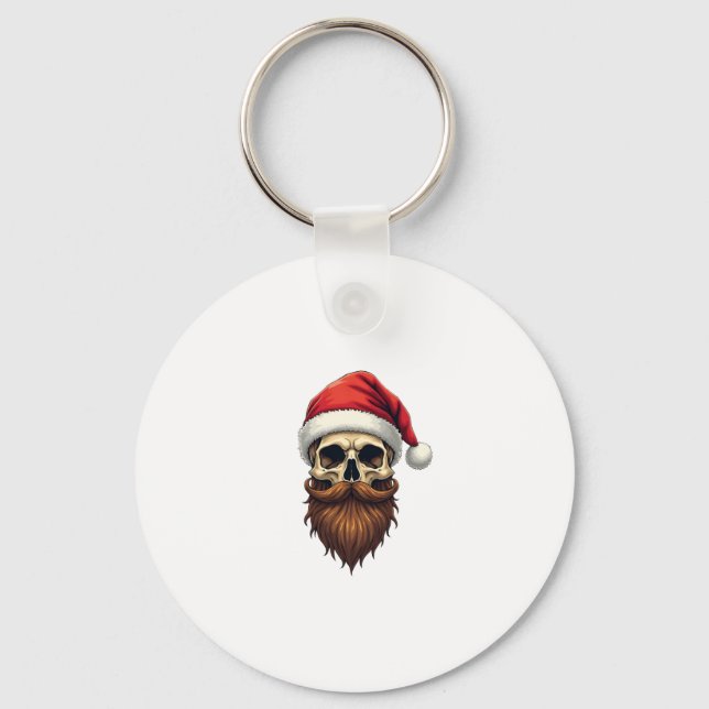 Llavero Funny Hipster Santa Skull Face With Hat Beard Chri (Anverso)