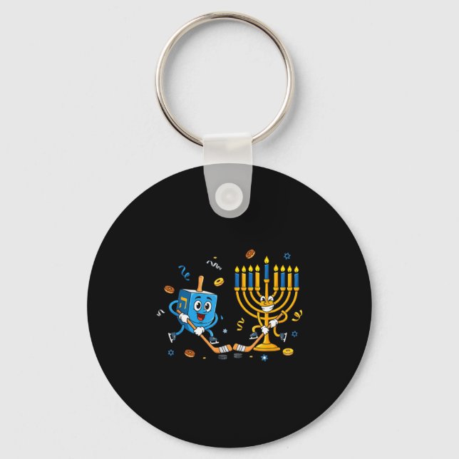 Llavero Funny Hockey Dreidel Menorah Hanukkah Kids Womens  (Anverso)