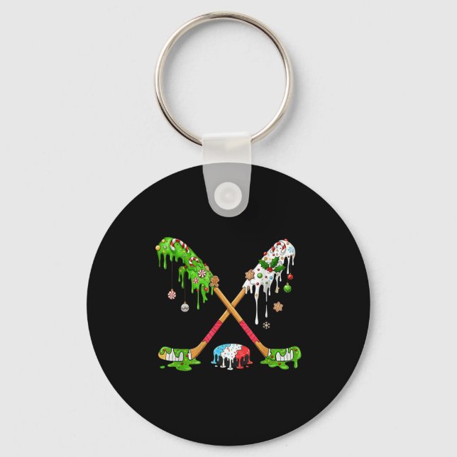 Llavero Funny Hockey Holiday Candy Cane Gingerbread  (Anverso)