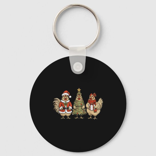 Llavero Funny Holiday Hen Christmas Chicken  (Anverso)