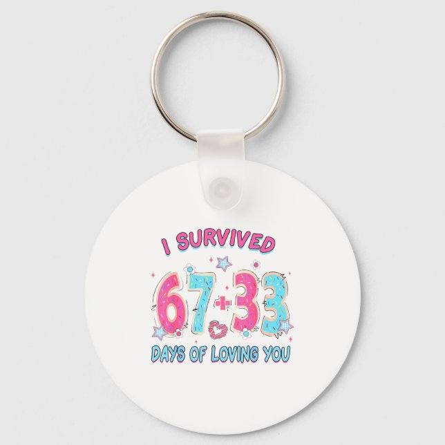 Llavero Funny I Survived 67 + 33 Days Of Loving You Valent (Anverso)