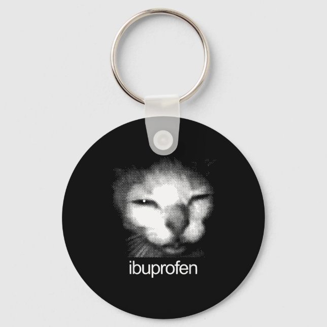 Llavero Funny Ibuprofen Cat Meme Retro Ugly Cat Face Mens  (Anverso)