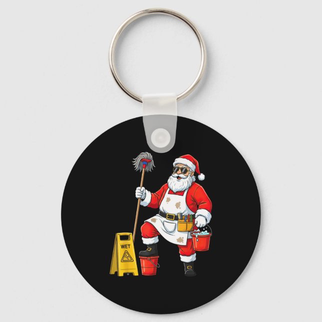 Llavero Funny Janitor Santa Christmas Graphic Cleaner Clea (Anverso)