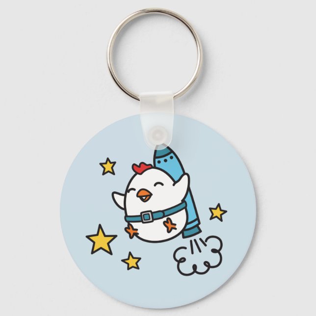 Llavero Funny Jetpack Chicken Design (Anverso)