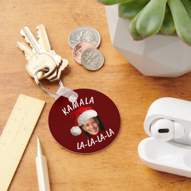 Llavero Funny Kamala Harris Navidades de Santa Hat (Escritorio )
